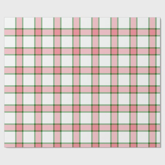 Papier Cadeau Plaid rose et vert (Plat)