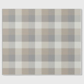 Papier Cadeau Plaid Rustique de Ferme Brun Clair Gris Ivoire (Plat)