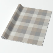 Papier Cadeau Plaid Rustique de Ferme Brun Clair Gris Ivoire (Déroulé)