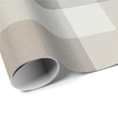 Papier Cadeau Plaid Rustique de Ferme Brun Clair Gris Ivoire (Coin rond)