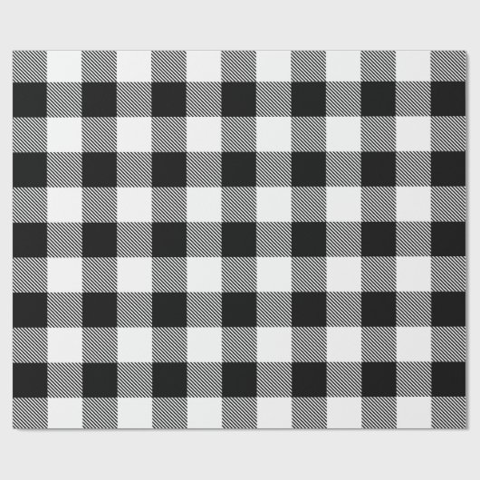 Papier Cadeau Plaid rustique noir et blanc à la mode (Plat)