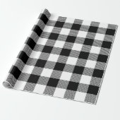 Papier Cadeau Plaid rustique noir et blanc à la mode (Déroulé)