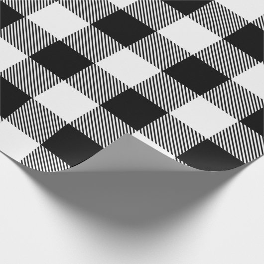 Papier Cadeau Plaid rustique noir et blanc à la mode (Coin)