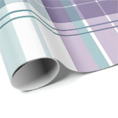 Papier Cadeau Plaid sarcelle et violet pastel (Coin rond)