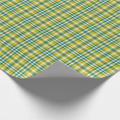 Papier Cadeau Plaid sportif d'or vert clair et jaune (Coin)