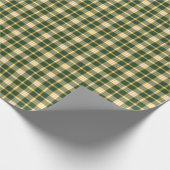 Papier Cadeau Plaid sportif d'or vert-foncé et jaune (Coin)