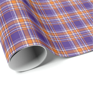 Papier Cadeau Plaid sportif pourpre et orange lumineux