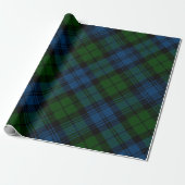Papier Cadeau Plaid Tartan Campbell Militaire Motif Vert (Déroulé)