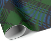 Papier Cadeau Plaid Tartan Campbell Militaire Motif Vert (Coin rond)