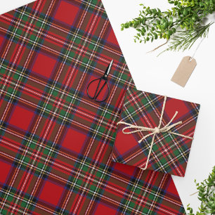 Papier Cadeau Plaid Tartan Clan Stewart Red Green Motif