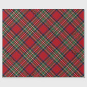 Papier Cadeau Plaid Tartan Clan Stewart Red Green Motif (Plat)