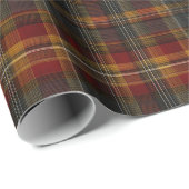 Papier Cadeau Plaid Tartan Classic Warm Dark Rustic Elegant (Coin rond)