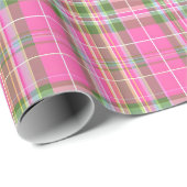 Papier Cadeau Plaid Tartan Rose & Vert (Coin rond)