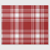 Papier Cadeau Plaid Tartan Rouge Blanc Vacances Festif Noël (Plat)