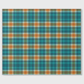 Papier Cadeau Plaid, Teal et or de tartan lumineux (Plat)