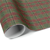 Papier Cadeau Plaid traditionnel en rouge et vert Noël (Coin rond)