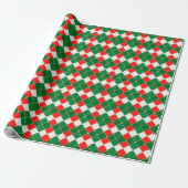 Papier Cadeau Plaid traditionnel or rouge vert blanc (Déroulé)