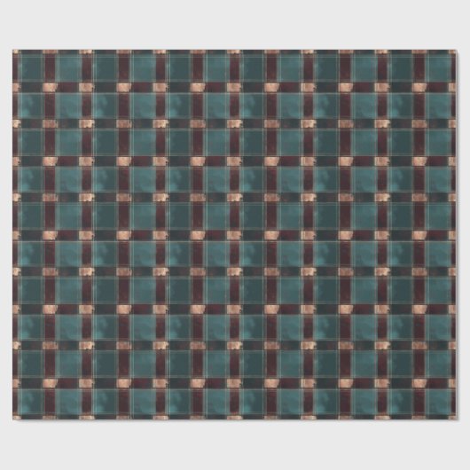 Papier Cadeau Plaid turquoise et Brown - Tartan de vacances rust (Plat)