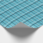 Papier Cadeau Plaid turquoise, noir et blanc (Coin)
