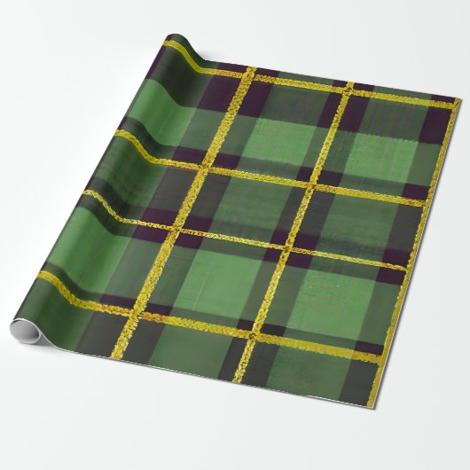Papier Cadeau Plaid vert (Déroulé)