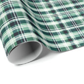 Papier Cadeau Plaid vert, blanc et noir (Coin rond)