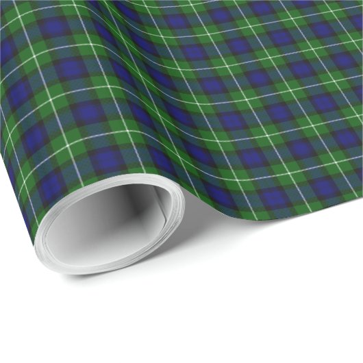 Papier Cadeau Plaid vert bleu Lamont tartan (Coin rond)