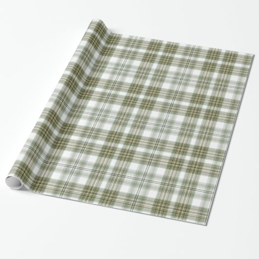 Papier Cadeau Plaid vert et blanc (Déroulé)