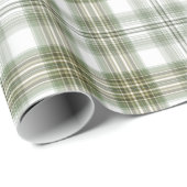 Papier Cadeau Plaid vert et blanc (Coin rond)