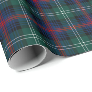 Papier Cadeau Plaid vert et bleu de tartan de clan de Sutherland