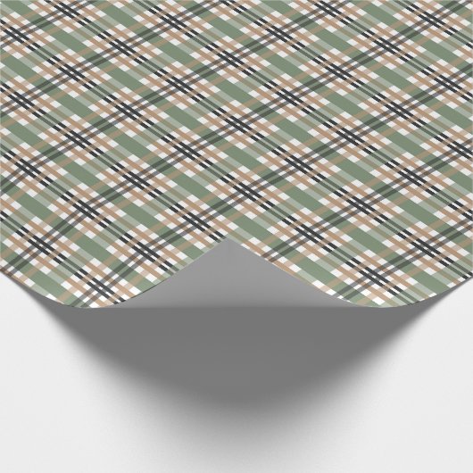 Papier Cadeau Plaid vert olive rustique (Coin)