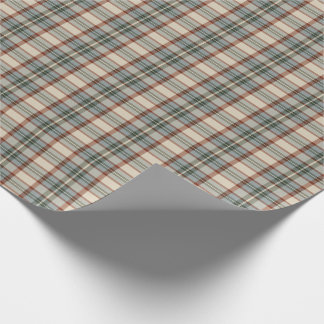 Papier Cadeau Plaid Vintage Rustique Vert Sauge Crème Tartan