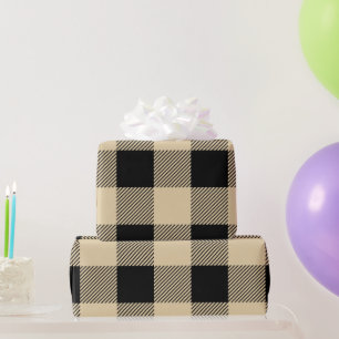 Papier Cadeau Plaid vintage Tan et Buffalo noir