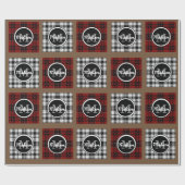 Papier Cadeau Plaids cool avec Monogramme et nom (Plat)