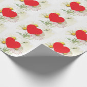 Papier Cadeau Plain Modern White Red Love Heart Graphic (Coin)