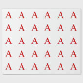 Papier Cadeau Plain Modern White Red Monogram Initial Letter (Plat)
