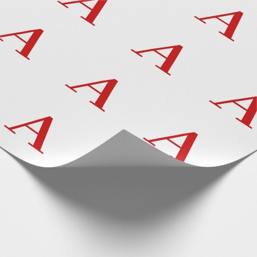 Papier Cadeau Plain Modern White Red Monogram Initial Letter (Coin)