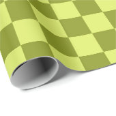 Papier Cadeau Plaisant Moderne Checkerboard Lime Olive Géométriq (Coin rond)
