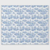 Papier Cadeau Plan d'architecture de Londres bleu pâle (Plat)