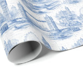 Papier Cadeau Plan d'architecture de Londres bleu pâle (Coin rond)