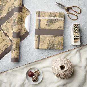 Papier Cadeau Plan vintage de New York, 1789, restauré