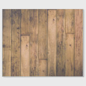 Papier Cadeau Planches de ferme en bois rustique de grange (Plat)