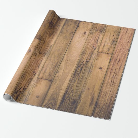 Papier Cadeau Planches de ferme en bois rustique de grange (Déroulé)