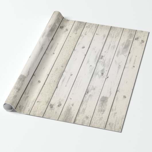 Papier Cadeau Planches de grange en bois rustique shabby chic (Déroulé)