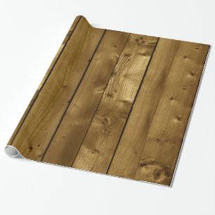 Papier Cadeau Planches en bois inextricables Brown
