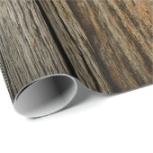 Papier Cadeau Planches en bois patiné rustique (Coin rond)