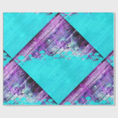 Papier Cadeau Planches en bois pourpres, bleues, et turquoises (Plat)