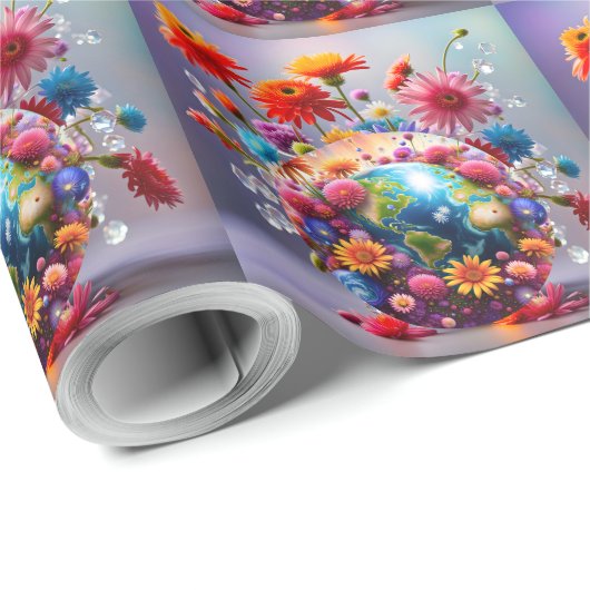 Papier Cadeau Planète Terre (Coin rond)