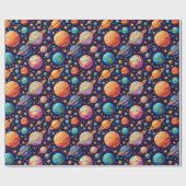 Papier Cadeau Planètes célestes et étoiles (Plat)