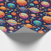 Papier Cadeau Planètes célestes et étoiles (Coin)