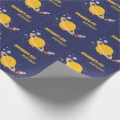 Papier Cadeau Planètes d'anniversaire et Rockship dans l'espace (Coin)